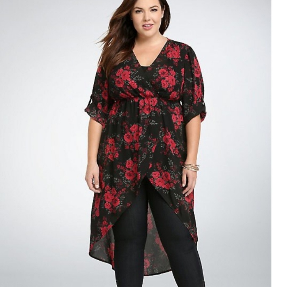 Torrid floral georgette surplice blouse